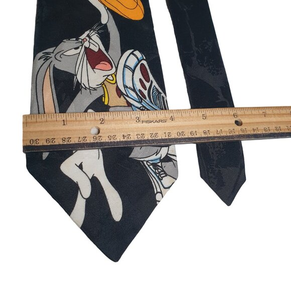 Looney Tunes Mens 1995 Bugs Bunny Basketball Tie Polyester Black Space Jam Bugs - Picture 2 of 4